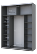 Шкаф купе Doros G-Caiser Графит 1 ДСП / 1 стекло / 3 части 180х60х240 (42005090) - изображение 4