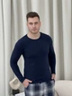 Домашня піжама для чоловіків COSY із фланелі (штани+лонгслив) L темно-синя/сіра F600PL20/1 - зображення 5