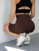 Спортивные женские удлиненные шорты Hot с двойным пуш-ап эффектом и утяжкой для фитнеса, йоги XS-S Коричневые (MS10000HS) - изображение 11