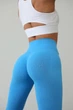 Спортивные женские леггинсы Soft SQ с эффектом визуальной коррекции фигуры Push Up V-пояс Однотонные M Голубые (SQ080000M) - изображение 3