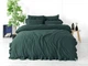 Двоспальний Євро комплект Limasso Exclusive Stonewashed Dark Green Варена Бавовна 200х220 см наволочки 2 х 50х70 см - зображення 1