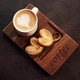 Подставка поднос под кофе и печенье Coffee Teslyar под горячее кофе и печенье из дерева орех (KTC02) - изображение 1