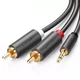 Кабель аудио UGREEN 3.5 mm to 2RCA стерео разветвитель PVC 1М Grey (AV102) - изображение 1
