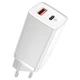 Сетевое зарядное устройство Baseus GaN Lite 1USB + Type-C 65W White (CCGAN2L-B02) - изображение 1