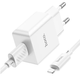 Мережевий зарядний пристрій Hoco charger + кабель Lightning для iPhone White (C106A) - зображення 2