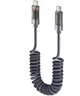 Пружинний Кабель для швидкої зарядки телефону Toocki Type-C + Type-C 100W + Датчик напруги Тестер індикатор потужності Амперметр Вт PD Fast Charge 1.8м - зображення 6