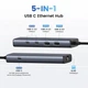 Концентратор 6-in-1 USB-A UGREEN CM512 для ноутбука ПК HUB 10Gbps Type-C+USB 3.2 RJ45 Gigabit Ethernet 1000Mbps Grey (45321) - зображення 3
