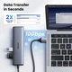 Концентратор 6-in-1 USB-A UGREEN CM512 для ноутбука ПК HUB 10Gbps Type-C+USB 3.2 RJ45 Gigabit Ethernet 1000Mbps Grey (45321) - зображення 5