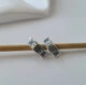 Серебряные серёжки серьги Вышиванка с голубыми камнями черненое серебро 925 5016ч 3.80г - изображение 3