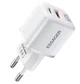Зарядний пристрій Essager 20W GAN Fast Charger USB-A+ TYPE-C EU White - зображення 1