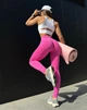 Спортивные женские леггинсы Soft SQ с эффектом визуальной коррекции фигуры Push Up V-пояс Однотонные XS-S Розовые (SQ070000S) - изображение 6