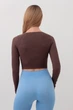 Топ вкорочений з довгим рукавом Giulia CROP TOP RIB one size Brown-deep taupe - изображение 2