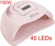 Профессиональная лампа для маникюра Nail Lamp SUN X 12 MAX 150W UV/LED для покрытия ногтей гель лаком, гелем розовая - изображение 1