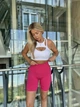 Спортивные женские удлиненные шорты Hot с двойным пуш-ап эффектом и утяжкой для фитнеса, йоги, танцев L Розовый (MS03000HL) - изображение 6