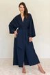 Халат Forli Халат шелковый с хлопком Navy ONE Синий SL0035-14-04_ONE - изображение 2