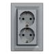 Розетка Schneider Electric ASFORA с заземлением двойная сталь 16А (EPH9900162) - изображение 1