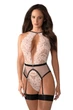 Мереживне боді з поясом для панчіх Obsessive 46/48(L/XL) Рожевий (101293) - зображення 6