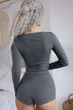 Пижама: кроп-топ и шортики Leinle 50(2XL) Темно-серый (100182) - изображение 2