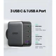 Універсальний зарядний пристрій Ugreen GaN X CD226 100W 3хType-C/1xUSB PD3.0 QC3.0 QC4.0 FCP сірий (40747) - зображення 9