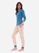 Піжама (кофта + штани) жіноча бавовняна Cornette Womens sleepwear 723-380 S Бежевий/Синій (5902458243129) - зображення 3