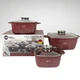 Набір каструль із гранітним антипригарним покриттям Higher Kitchen HK-302 потовщене індукційне дно Червоний - зображення 2