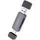 Картридер HOCO HB45 Spirit 2в1 USB/Type-C 2.0 - SD+TF2.0 для телефонів, камер, відеореєстраторів Сірий - изображение 1