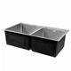 Мойка для кухни с двумя чашами интегрированная Lidz Handmade H7843 (LDH7843BRU35387) Brushed Steel 3,0/1,0 мм - изображение 4