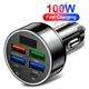 Быстрое автомобильное зарядное устройство от прикуривателя 100W 4 USB + 2 Type-C PD QC3.0 с цифровым дисплеем для ноутбуков, планшетов, смартфонов Apple iPhone, iPad, MacBook, Huawei, Honor, Xiaomi, Samsung, OPPO, Redmi, Realme 549 - изображение 1