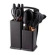 Кухонний набір 19 предметів Kitchenware set, силіконові аксесуари для кухні з подвійною підставкою та обробною дошкою, кухонні ножі з нержавіючої сталі, стильний набір приладдя для кухні, чорний - зображення 1