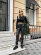 Fashions • Женские утепленные джоггеры из эко-кожи "Allegra" Fashions 50-52 черный (0909-бу) - изображение 3