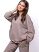 Bluza damska bez kaptura oversize MODAGI Sweatshirt A22 One size Beżowa (5904996500757) - obraz 1