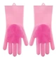 Силиконовые перчатки со щеткой CleansGlove, розовые - изображение 1