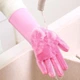 Силиконовые перчатки со щеткой CleansGlove, розовые - изображение 5