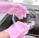 Силиконовые перчатки со щеткой CleansGlove, розовые - изображение 9