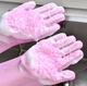 Силиконовые перчатки со щеткой CleansGlove, розовые - изображение 13