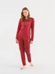 Піжама (лонгслів + штани) бавовняна жіноча U.S. Polo Assn 16833 S Burgundy (8680557381894) - зображення 1