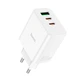 Адаптер мережевий HOCO Pure power three-port C126A |1USB/2Type-C, 40W/3A, PD/QC| білий - зображення 2