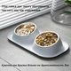 Миска стальная 2 шт для собак/ кота на пластиковой наклонной подставке Double Bowl GWL-28 серая (GS-149126) - изображение 2
