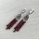Сережки Hand Made чорнені з намистинами натурального граната - зображення 1