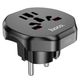 Мережевий зарядний пристрій HOCO AC6 Unimpeded universal conversion plug Black (6931474791511) - зображення 1