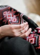 Чорне лляне сукня-вишиванка Vyshyvanka на ґудзиках з поясом FOLK 44 арт. 4642 - зображення 5