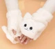 Варежки Митенки 2 в 1 теплые меховые "Кошка" (кошечка) Белый, WUKE One size - изображение 3