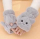 Варежки Митенки 2 в 1 теплые меховые "Кошка" (кошечка) Серый, WUKE One size - изображение 3