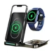 Складная беспроводная зарядка док станция на айфон apple iphone часы iwatch эпл вотч наушники airpods 3 в 1 23W QINETIQ B32 с подсветкой с адаптером - изображение 12
