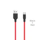 Кабель HOCO X21 USB to Type-C 2A 1m silicone TPE connectors Black-Red (6957531071419) - зображення 1
