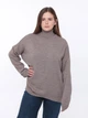 Светр жіночий коричневий подовжений з горлом 214469-1 ONE SIZE - зображення 4