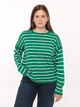 Свитер женский зеленый в полоску тонкий свободный 10293-1-Т ONE SIZE - изображение 1
