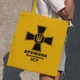 Сумка шоппер женская однотонная с патриотическим принтом "Дружина військового ЗСУ" 38х42 см желтого цвета - изображение 1
