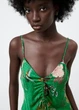 Сукня жіноча Zara Satin Flowered Print Dress S Зелена (8208\057\500) - зображення 4