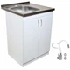 Мойка с тумбой AQUAMARIN BoxWood 600 white (Белый)+Сифон+Гибкий смеситель - изображение 1
